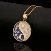 Chains 2023 Bagua Sun Moon Personality Design Copper Chain Necklace Oil Drop Retro Simple Box Jewelry