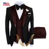 Costumes pour hommes Blazers Costume élégant Veste Pantalon Gilet Trois pièces Mariage Tuxedo Groom Robe de soirée Slim Fit Design Blazer 231128