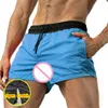 Shorts pour hommes Homme Ouvert Entrejambe Fitness Sexe En Plein Air Culotte Érotique Double Fermetures À Glissière Courir À Séchage Rapide Gymnases Bodybuild Joggers Pantalon De Survêtement Gay