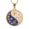 Chains 2023 Bagua Sun Moon Personality Design Copper Chain Necklace Oil Drop Retro Simple Box Jewelry