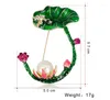 Broches mode grenouille Lotus émail broche broche cristal autrichien perle animaux cadeaux