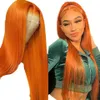 Synthetic Wigs Front Lace Wig 13x4lace Wig Orange Long Straight Hair Body Lace Closerwig Lace Headband