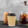 Gobelets jetables pailles papier tasse à café tasses boisson couvercles isolés jus de lait Anti-fuite fête de boisson