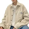 Chemises décontractées pour hommes Hommes Chemise Vintage Patch Pocket Cardigan Élégant Revers Manteau à poitrine unique pour l'automne hiver avec des manches longues épaisses
