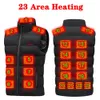 Men's Vests 23 Zone Heated Jacket Fashion Men Women Coat Intelligent USB Electric Heating Thermal Warm Clothes Winter Heated Vest Plussize 231128