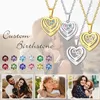 Charms U7 Collier de noms personnalisés en acier inoxydable avec pierres de naissance gravées pendentif coeur en couches bijoux personnalisés pour maman grand-mère 231128