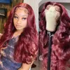 Synthetic Wigs Long Brazilian Hair Body Wave Purple Wig Transparent Lace Front Green/Grey/Pink Highlight For Women Heat Resistant Drop Dhizn