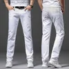 Mäns jeans bror wang män vita jeans mode casual classic stil smal passform mjuk byxor märke avancerade stretch byxor l231129