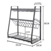 Organisation avtagbar 3 -nivå smaksättningsflaska kryddor rack kök lagring arrangör svart sås burk hållare metall stålbänkshylla