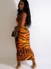 Zweiteiliges Kleid Kricesseen Sexy Print Tiger Leopard Rock Set Sommer Frauen Ärmelloses Tank Top und knöchellange Anzüge Clubwear Outfits 230428