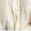Vestidos casuais 114cm busto / outono inverno mulheres mori kei meninas soltas plus size floral bordado aconchegante quente lã de algodão