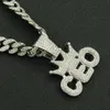 Hip Hop Full Diamond Crown CEO Letter Pendant Cuban Necklace Trendy Men's Dance Street Nightclub Accessories