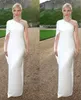 エレガントな白い片肩鞘長いイブニングドレスサテンジッパースプリットスリーブ2023新しいイブニングドレス