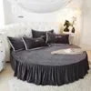 Jupe de lit en velours d'hiver, jupe de lit ronde et solide, forme ronde, couverture de lit en molleton de corail, drap de jupe ronde 200cm 220cm 231129