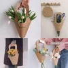 Present Wrap Rustic Packaging Box Valentine Day Bouquet Florist Wrapping Paper Flower Bag Kraft med handtag