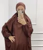 Ethnische Kleidung Frauen Islamisches Full Cover Kleid Dubai Türkei Musliman Maxi Abayas Lady Loungewear Gebetskleidung Eid Mubarak Hijab Djellaba