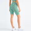 Actieve shorts top dames plaid sport sport gym yogabroek fitness sexy fietsen mode zacht ademende hoge taille naadloos