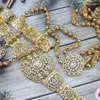 Other Fashion Accessories Sunspicems Bride Dress Caftan Belt Shoulder Chain Set Gold Color Algeria Morocco Women Wedding Jewelry Arabic Crystal Body Chain 231128