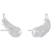 Orecchini per borchie Huitan Silver Color Feathers Donne a forma di geniale