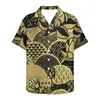 Casual shirts voor heren Japanse stijl Tiger Zwart gouden patroon Heren comfort Tops Goede kwaliteit Custom Wear Holiday Beach Party