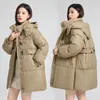 Women Down Parkas Cotton Jacket Winter Wersja koreańska średniej długości kaptury przyciski spisu Modna 231129