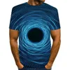 メンズTシャツUNEY SWIRL SHART USサイズグラフィックノベルティ3DプリントTシャツ男性/女性半袖ラインラウンドネックトップスラティー