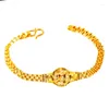 Link Bracelets 24K Gold Plated Bracelet For Women Men Chinese Word Cai Watch Lucky Birthday Anniversary Wedding Jewelry Gift