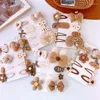 Hair Accessories 8Pcs/Set Korean Winter Plush Clips Sweet Flower Bow Barrettes For Girls Kids Side Hairpin Headwear Baby