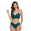 Kvinnors badkläder 2023 Sexig bikini Solid baddräkt Kvinnor Push Up Set Bathing Summer Beach Wear Swimming Plus Size