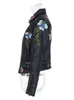 Skóra damska sztuczna wiosna jesienna kwiat kwiecisty kurtki haftowe kobiety High Street Moto Nicet Black Punk Rowerowe odzież 231129
