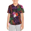 Camicie casual da uomo Polynesian Tribal Pohnpei Totem Tattoo Stampe Maglia da baseball per ragazzi Manica corta per bambini Hip Hop T