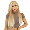 Synthetic Wigs Women's Fashion Wig Skunk Stripe Milk Tea Gilded Layer Secondary Long Straight Hair Spot Dyed Gold Chemical Fiber Mechanism Wig