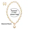 Luxe elegante witte zwarte kristal parel bruids sieraden sets goud kleur legering strass oorbellen ketting set voor vrouwen