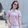 Skjortor Ggright 2022 Spring Short Sleeve Fake Two Polo Shirt Woman Summer Casual Turndown Collar Topps Female Button Camisa