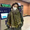 Lenços lenço grosso para mulheres estilo coreano com padrão de verificador de confronto outono e inverno