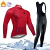 Ensembles de maillots de cyclisme hiver hommes thermique polaire bavoir sport ensemble pantalon homme Triathlon costume hommes vêtements Tricuta tenue vtt mâle Termal 231128