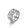 Designer Love Ring Van Clover Design Womens Couple Ring 18k banhado a ouro 4/4 Leaf Ring Estilo fashion All Diamond Design clássico joias caleid Ring