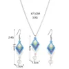 Chaînes GSOLD perles de verre multicolores losange pendentif collier Pixel Style femmes mode perle d'eau douce boucles d'oreilles ensemble