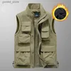 Herenvesten heren vest camping jassen sportvest buiten buitenshuis zip mouw mannelijke jas kleding vesten tactisch werk mouwloze winter beste Q231129