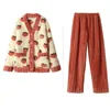 Женская одежда для сна, зимняя домашняя одежда кораллового цвета, утепленная потертая фланель, костюм 2023, бархатная уличная осенняя женская стильная пижама