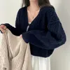 Mulheres malhas tees heliar mulheres costela vneck botão de malha cardigan camisola sólida manga longa casaco quente estilo coreano outerwear para o outono 231129