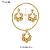 Wedding Jewelry Sets Dubai Set For Women Twisted Necklace Pendant Earrings 24K Gold Plated Copper African Bride Party Jewellery 231128