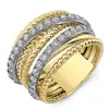 Fancy Cross Twine Frauen Ring Gold Farbe mit Micro Kristall Zirkon Stein Zarte Hochzeit Ringe Dame Mode Schmuck288V