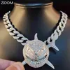 Big Size Shark Pendant Necklace For Men 6ix9ine Hip Hop Bling smycken med Iced Out Crystal Miami Cuban Chain Fashion Jewelry 2107230Z