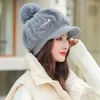 Ball Caps Winter Dames Zachte Pompom Pluche Baseball Cap Verdikking Warm Modieus Verstelbare Nepbont Outdoor Peaked Zonnehoeden