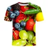 Men's T-skjortor 3D Fruit Style Tryckt T-shirts Kvinnor/män mode sommaren kort ärm söta tshirts 2023 casual streetwear plus
