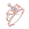 Bröllopsringar 2022 Luxury Party Lady Lovers Diamond 18 K Rose Pink Gold Filled Engagement Zircon Anel Anillo Storlek 6 7 8 9 för kvinnor DHKE8