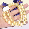 Perles fines bijoux lustre 18quot1214mm rare naturel véritable mer du sud rond doré collier de perles colorées 14K1101981