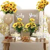 Bouquet de fleurs décoratives en soie artificielle, tournesols, pour centres de table de mariage, fausse fête d'automne, décor de jardin en marguerite pour salle à faire soi-même