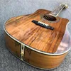 Cutaway All Koa Wood 41 بوصة D جيتار صوتي على طراز ، أعلى جودة من أبلون تطعيم الأبنوس في الأصابع Guitarra